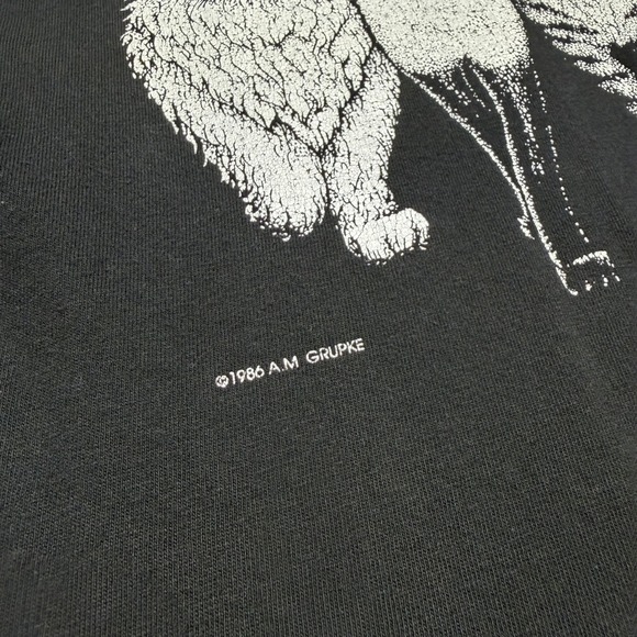 Vintage 1986 Hep Cat Front and Back Graphic T-Shirt Single Stitch Black Large - Picture 2 of 12